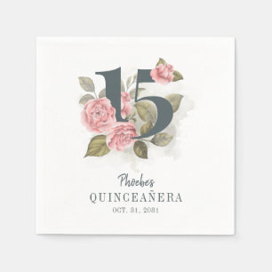 Serviette En Papier Quinceanera Rustic Floral 15e Anniversaire Papier