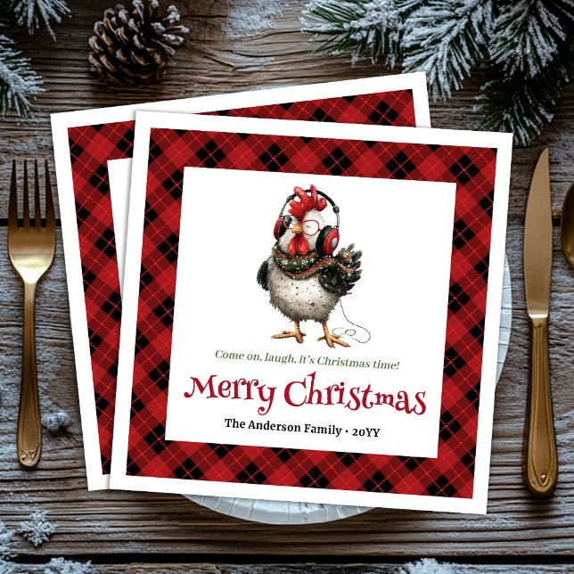 Serviette En Papier Quirky holiday chickens personalized name napkins (Quirky holiday chickens personalized name napkins)
