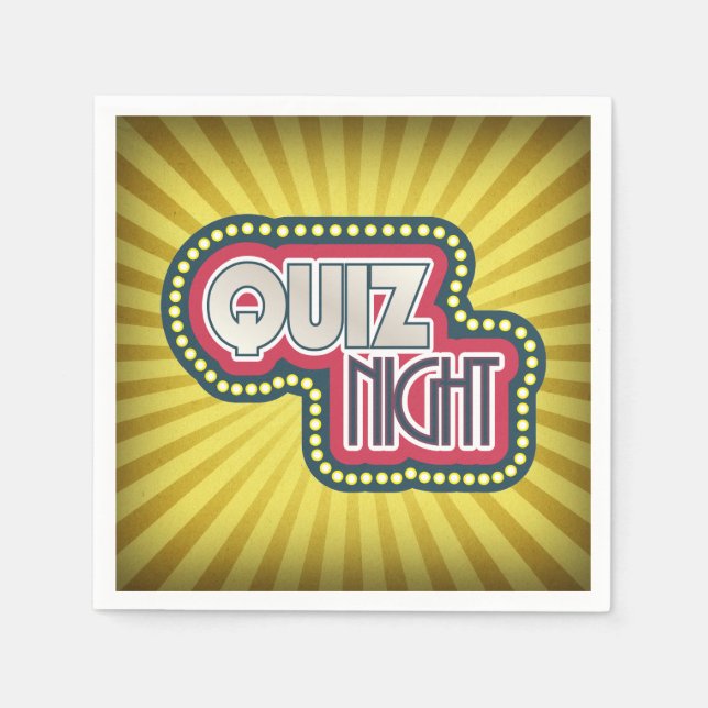 Serviette En Papier Quiz Nuit Trivia Party Jaune Sunburst (Devant)