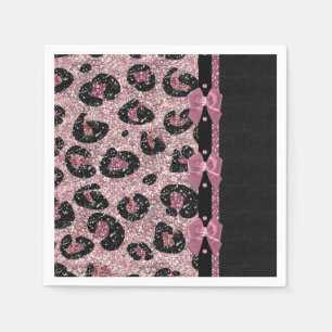 Serviette En Papier RAB Rockabilly Pink Leopard Ribbon Bows