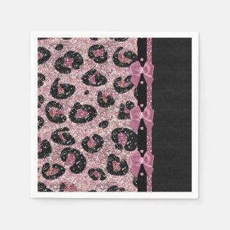 Serviette En Papier RAB Rockabilly Pink Leopard Ribbon Bows