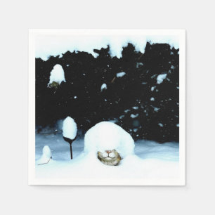 SERVIETTE EN PAPIER RABBIT DANS LA NEIGE