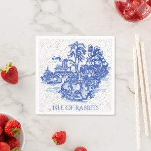 Serviette En Papier Rabbit Island Blue Willow Antique Motif asiatique