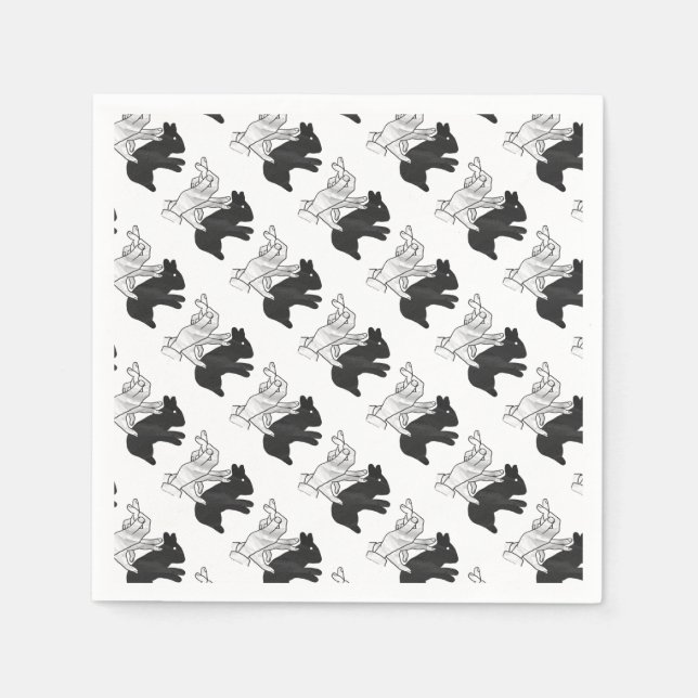 Serviette En Papier Rabbit Silhouette main (Devant)