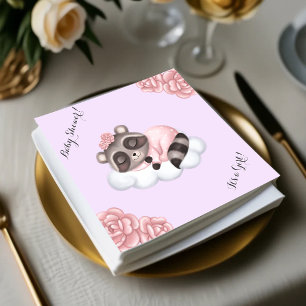 Serviette En Papier Raccoon animal fille Baby shower Lavande