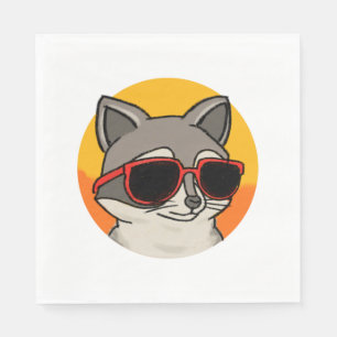 Serviette En Papier Raccoon cool avec lunettes de soleil