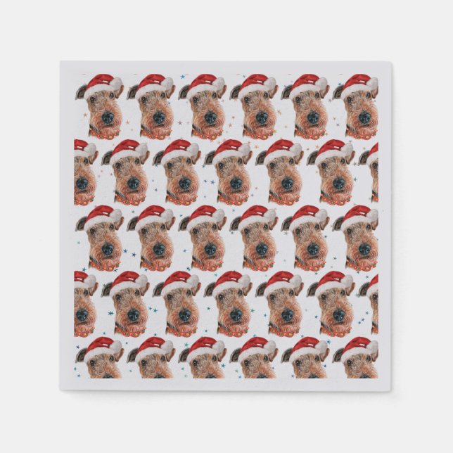 Serviette En Papier Race de chien Airedale Terrier Noël (Devant)