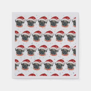 Serviette En Papier Race de chien Pug Étoiles de Noël