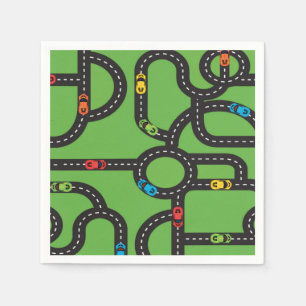 Serviette En Papier Race Track Boys 4th Birthday Green