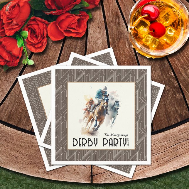 Serviette En Papier Racehores Derby Party Brown (Racehorses Derby Party Brown Napkins)