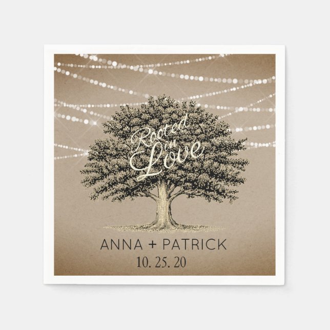 Serviette En Papier Racine dans Love Rustic Tree String Mariage (Devant)
