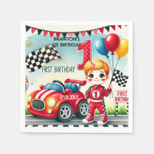 Serviette En Papier Racing Car Boy 1er anniversaire