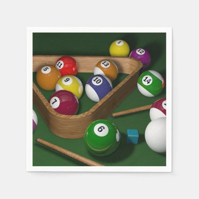 Serviette En Papier "Rack'em up", jeu de billard (Devant)