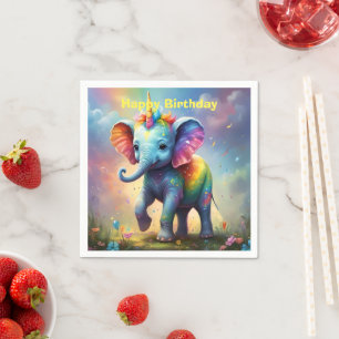 Serviette En Papier Radiant Merveilles : Le Rainbow Baby Unicorn Eleph