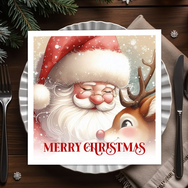 Serviette En Papier Radiant Santa Rudolph Xmas Party Napkins (Radiant Santa Rudolph Xmas Party Napkins)
