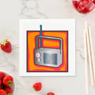 Serviette En Papier Radio Rétro Art Pop 80s Vibrant Vintage