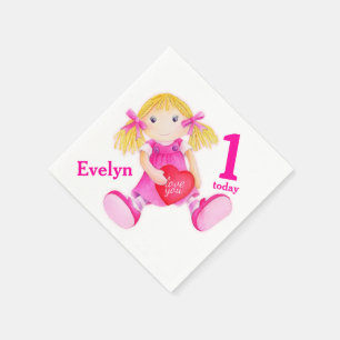 Serviette En Papier Rag poupée art filles 1er Anniversaire serviettes