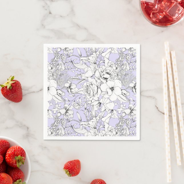 Serviette En Papier Raie eucalyptus rose romantique tirant lilas (En situation)