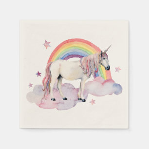 Serviette En Papier Rainbow Balloons Unicorn rose fête d'anniversaire