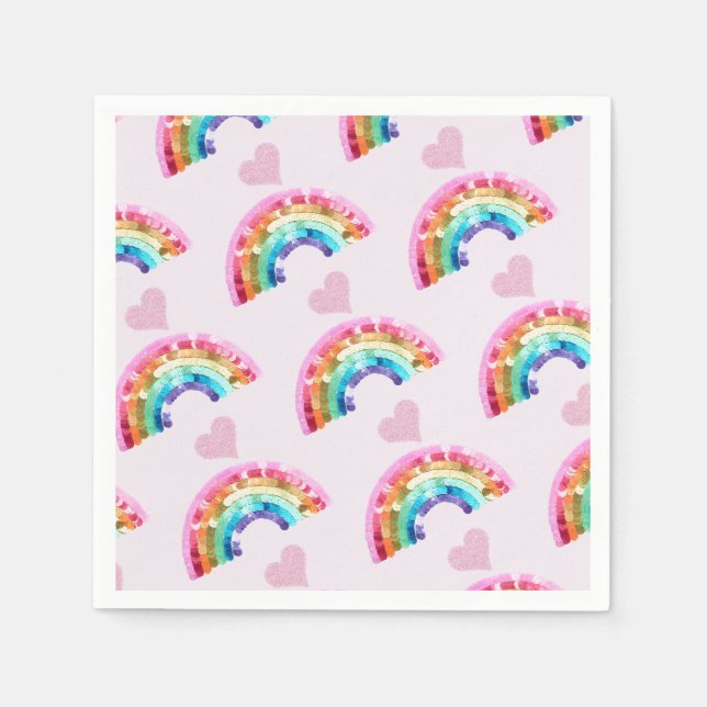 Serviette En Papier  Rainbow Birthday Party (Devant)