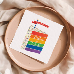 Serviette En Papier Rainbow Cake Joyeux anniversaire Faire un voeu