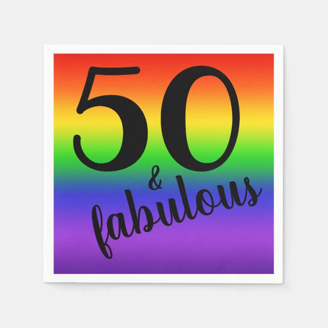 Serviette En Papier Rainbow Cinquante et fabuleux 50e anniversaire (Devant)