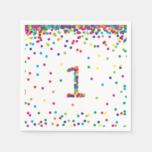 Serviette En Papier Rainbow Confetti 1er Anniversaire Naples