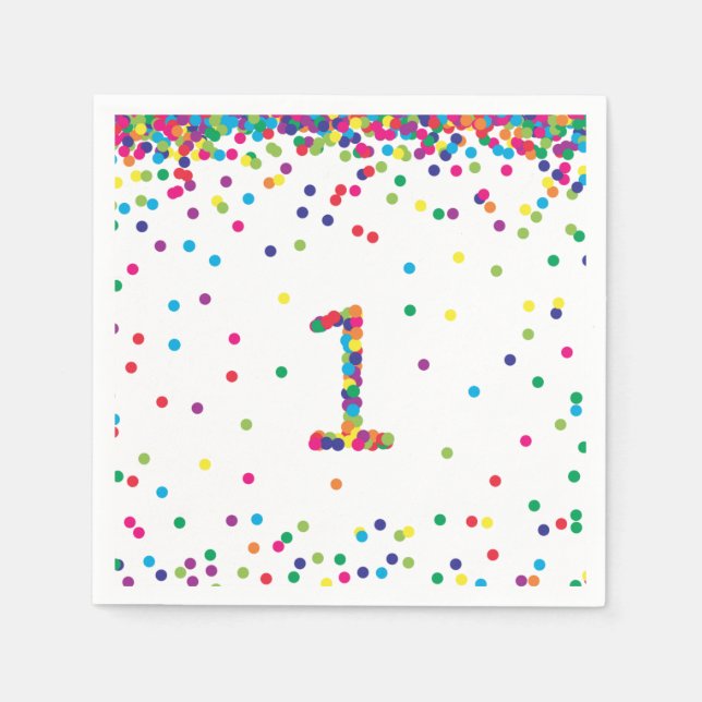 Serviette En Papier Rainbow Confetti 1er Anniversaire Naples (Devant)