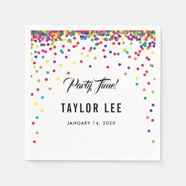 Serviette En Papier Rainbow confetti arrose le décor de fête d'anniver (Devant)