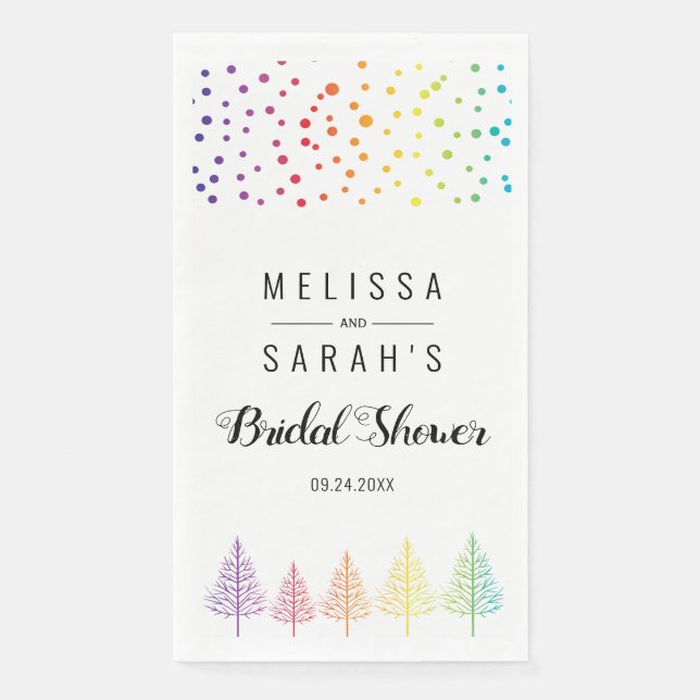 Serviette En Papier Rainbow couleurs arbres et confetti lesbienne mari (Devant)