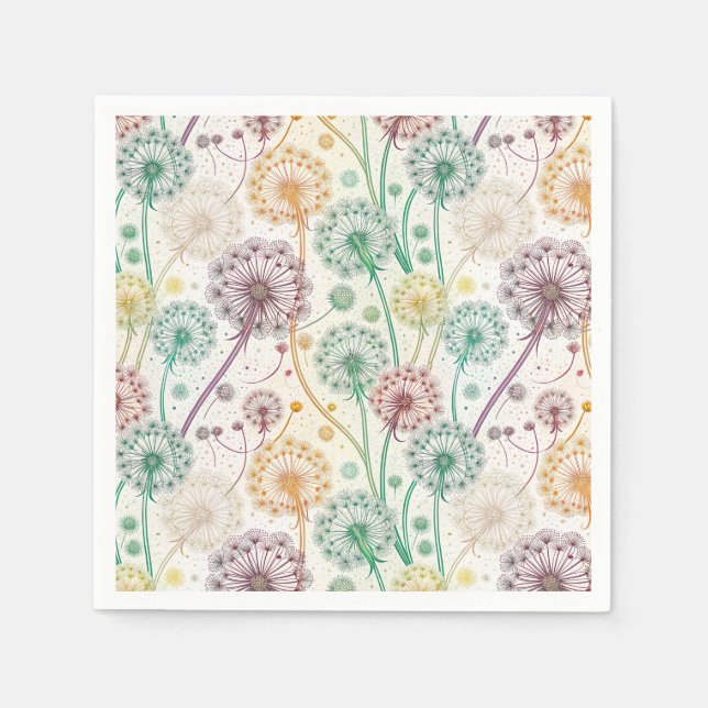 Serviette En Papier Rainbow Dandelion Breeze - Flore capricieuse (Devant)