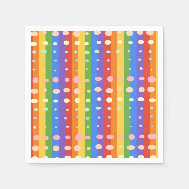 SERVIETTE EN PAPIER RAINBOW DOT SRIPES (Devant)