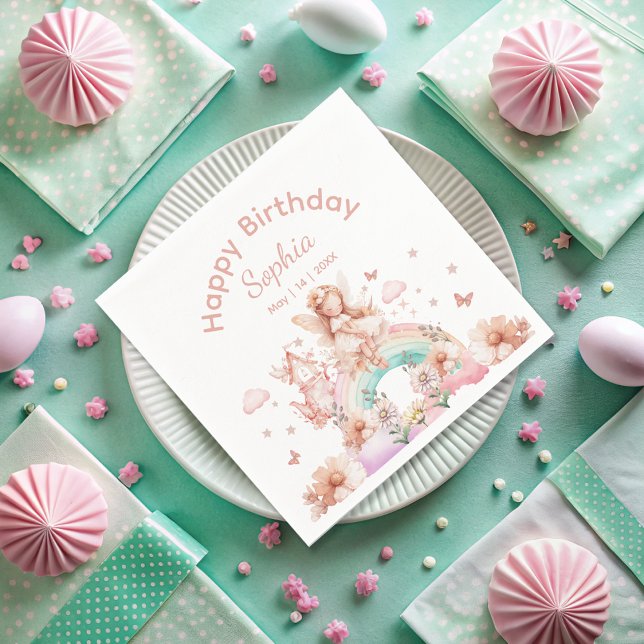 Serviette En Papier Rainbow Fairy Girl Magic Teapot Anniversaire (Créateur téléchargé)