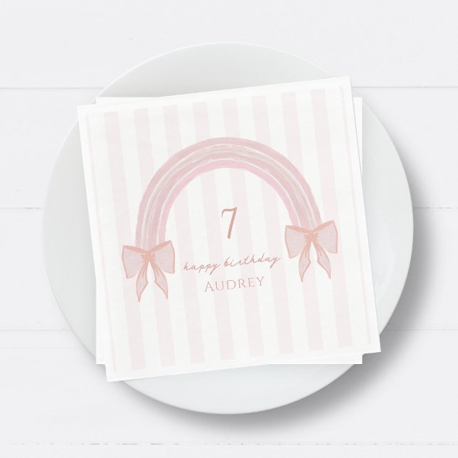Serviette En Papier Rainbow Fancy Rose Bows Coquette Anniversaire (Créateur téléchargé)