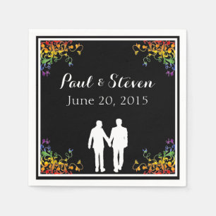 Serviette En Papier Rainbow Flouritures Gay Mariage Cocktail Napkins