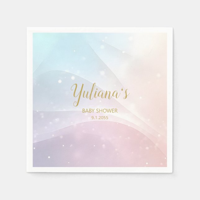 Serviette En Papier Rainbow Gradient Invitation | Elegant Pastel Spark (Devant)