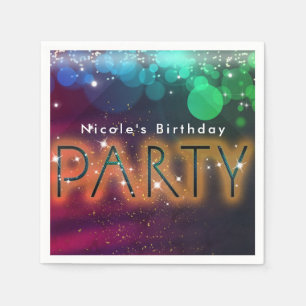 Serviette En Papier Rainbow Lights SparkDance Club Anniversaire