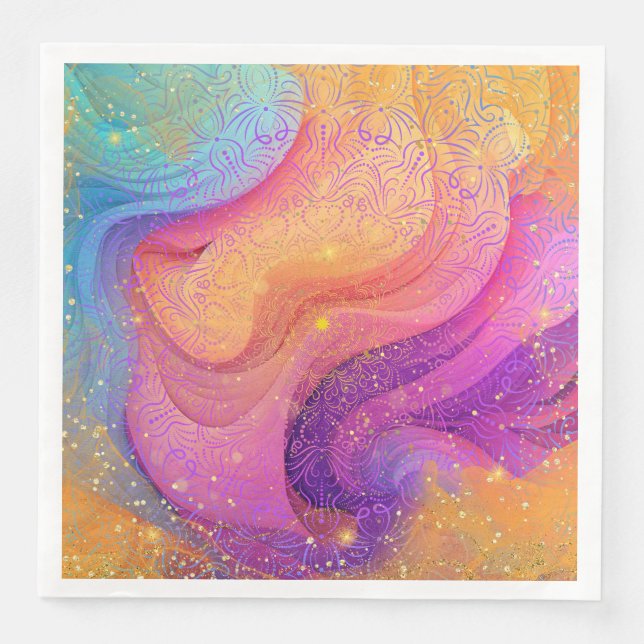 Serviette En Papier Rainbow Mandala (Devant)