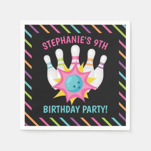 Serviette En Papier Rainbow Neon Bowling fête d'anniversaire