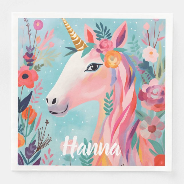 Serviette En Papier Rainbow Pastel Dream Unicorn (Devant)