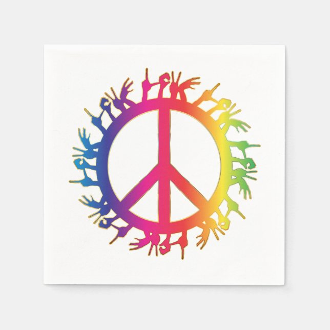 Serviette En Papier Rainbow Peace Sign Napkins soixante hippie party (Devant)