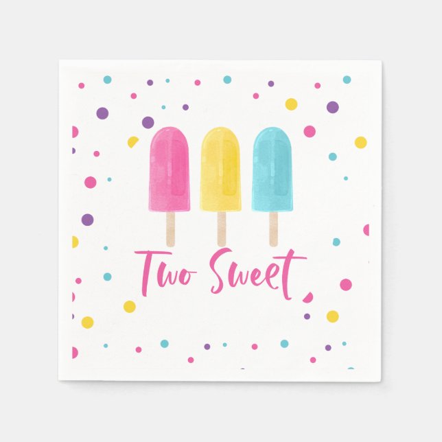 Serviette En Papier Rainbow Pop Two Sweet 2e anniversaire (Devant)