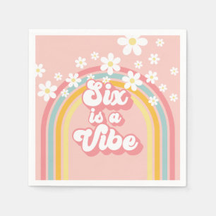 Serviette En Papier Rainbow Retro Six est une Vibration Anniversaire 6