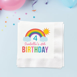 Serviette En Papier Rainbow Sky Modern Girl Custom Birthday Party
