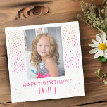 Serviette En Papier Rainbow Stars Birthday Kids Girl Photo<br><div class="desc">Rainbow Stars Birthday Kids Girl Photo Napkins. Les serviettes ont des étoiles colorées et des points de parties scintillant faux. Serviettes de fête d'anniversaire mignonnes pour vos amis et votre famille. Téléchargez votre photo et personnalisez les serviettes avec votre nom et votre texte.</div>