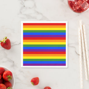 Serviette En Papier Rainbow Stripe Motif Pride Party