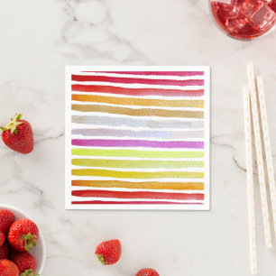 Serviette En Papier Rainbow stripes cute watercolor