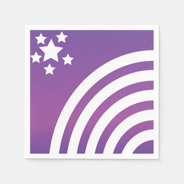 Serviette En Papier Rainbow Stripes Stars Unicorn Party (Devant)