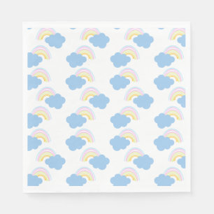 Serviette En Papier Rainbow Summer Nuages Pastel Scribble Doodle