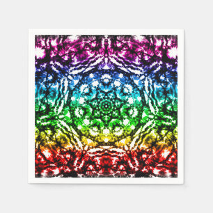 Serviette En Papier Rainbow Tie Dye Mandala Star Anniversaire